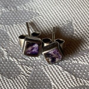 Blue John rock earrings